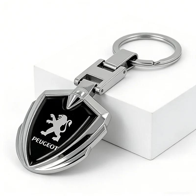 Leather Alloy Car Logo Key Rings Holder Keychains x Pendant for For Peugeot RCZ 108 206 208 301 308 407 408 2008 3008 4008 5008