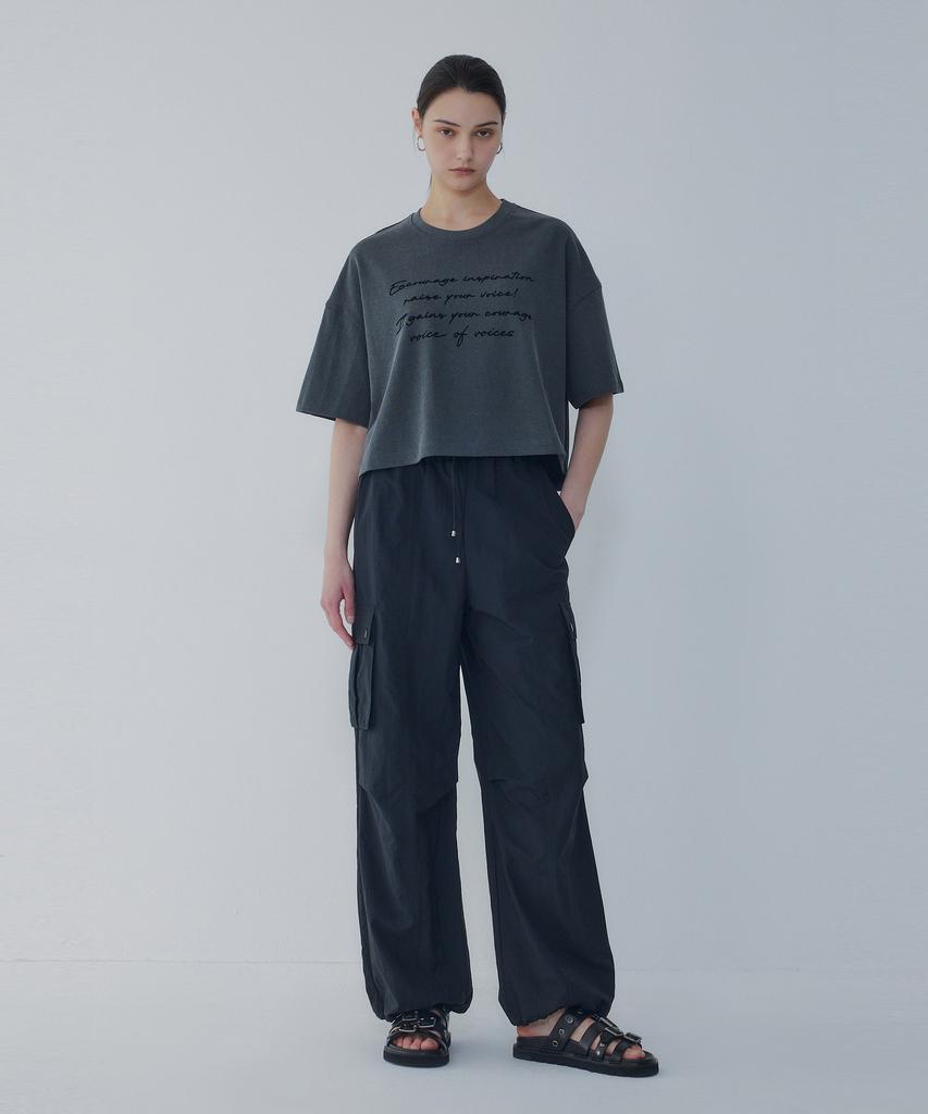 Bobeu String Detail Nylon Cargo Pants_Black 7156230010