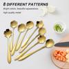 8 Pcs Gold Stirring Spoons Set,Floral Design Stainless Steel Stirrers for Coffee,Tea,Dessert & Sugar Reble Mini Utensils Kit for Tea Party & Home Bar