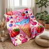Strawberry Garden Pattern Theme Blanket Lightweight Warm Flannel Blanket Decorative Throw Blanket for Home Decoration