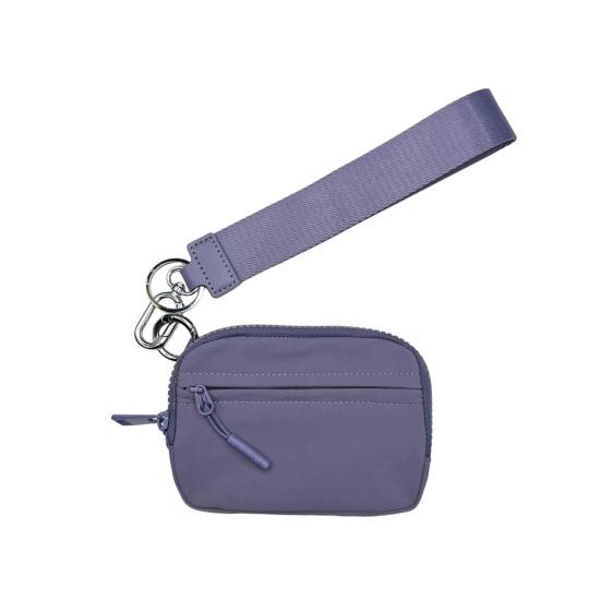 Minimyntveske med håndleddsstropp og rom for flere kortspor Glidelåslukking Bærbar