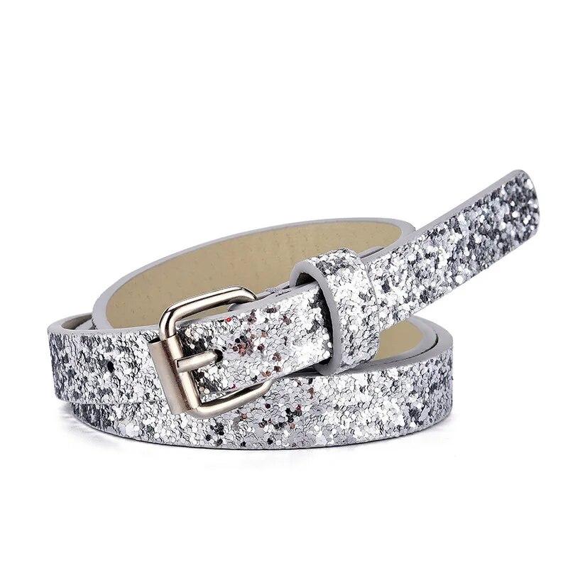 1 szt. Nowy pasek dziecięcy Modny brokatowy cienki pasek Casualowy trend Pasek młodzieżowy Paski dla chłopców i dziewcząt do szkoły podstawowej Pasek do dżinsów i szortów