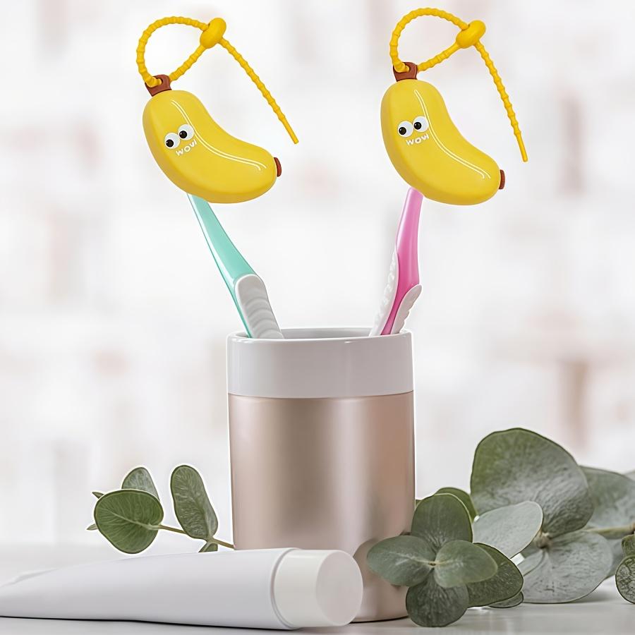 1pc Banana-Shaped Toothbrush Holder with Toothpaste Storage Box, Durable Plastic Travel Case – Portable ABS Design, Essential