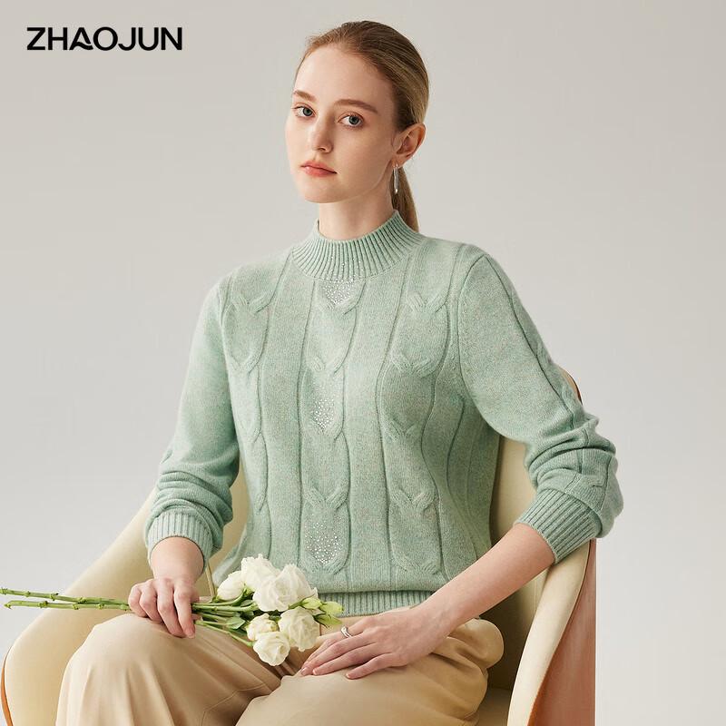 

Жіночий светр Zhaojun з 100% кашеміру, в язаний косами, з напіввисоким коміром XL