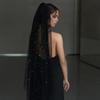 Elegant Black Bridal Veil With Rhinestones Embellishments Unique Headpieces Headwear For Weddings And Special Occasion