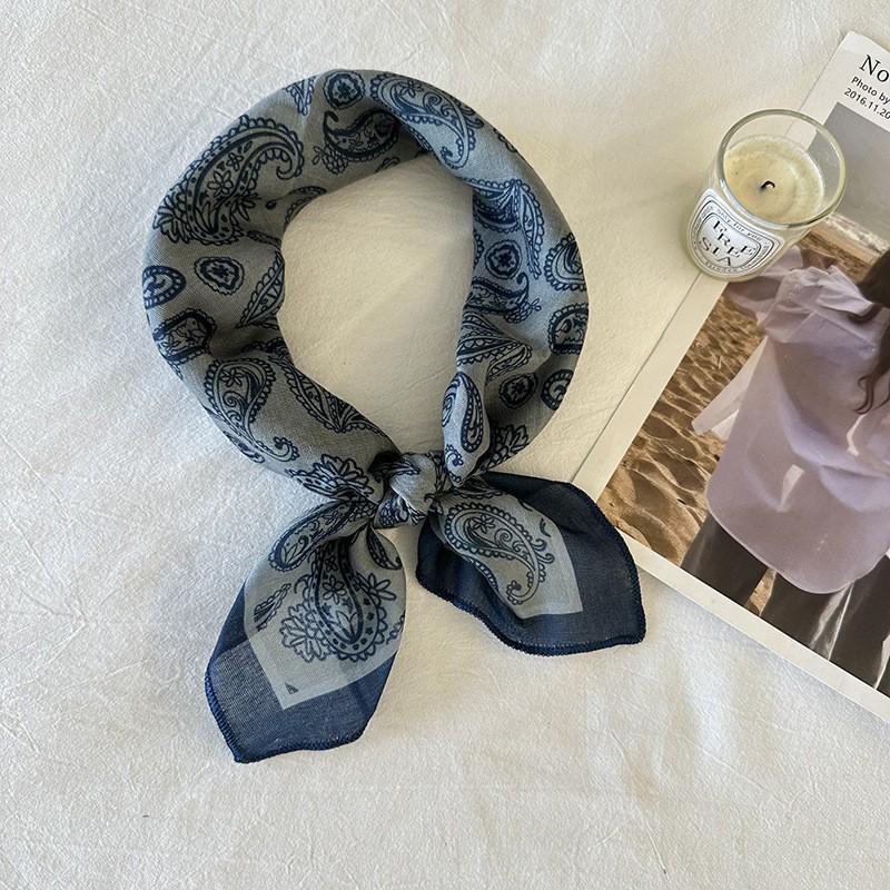Japanese Retro Cotton Linen Square Scarf: Women's Korean Fashion, Versatile Spring-Autumn Neckerchief and Headband.