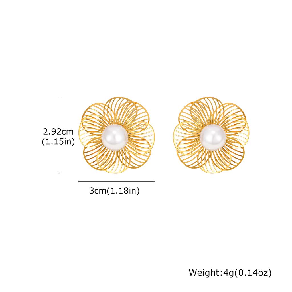 Vintage Exaggerated Hollow Flower Big Earrings for Women, Stainless Steel Long Earrings, Fashion Unique Design Statement Jewelry