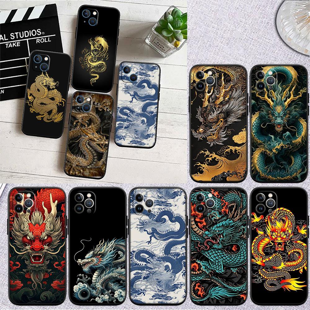 LO25 Chinese Dragon Soft Shell Phone Case for iPhone SE X XS XR 11 16E 17 Pro Max Air 8 7 6 6s Plus