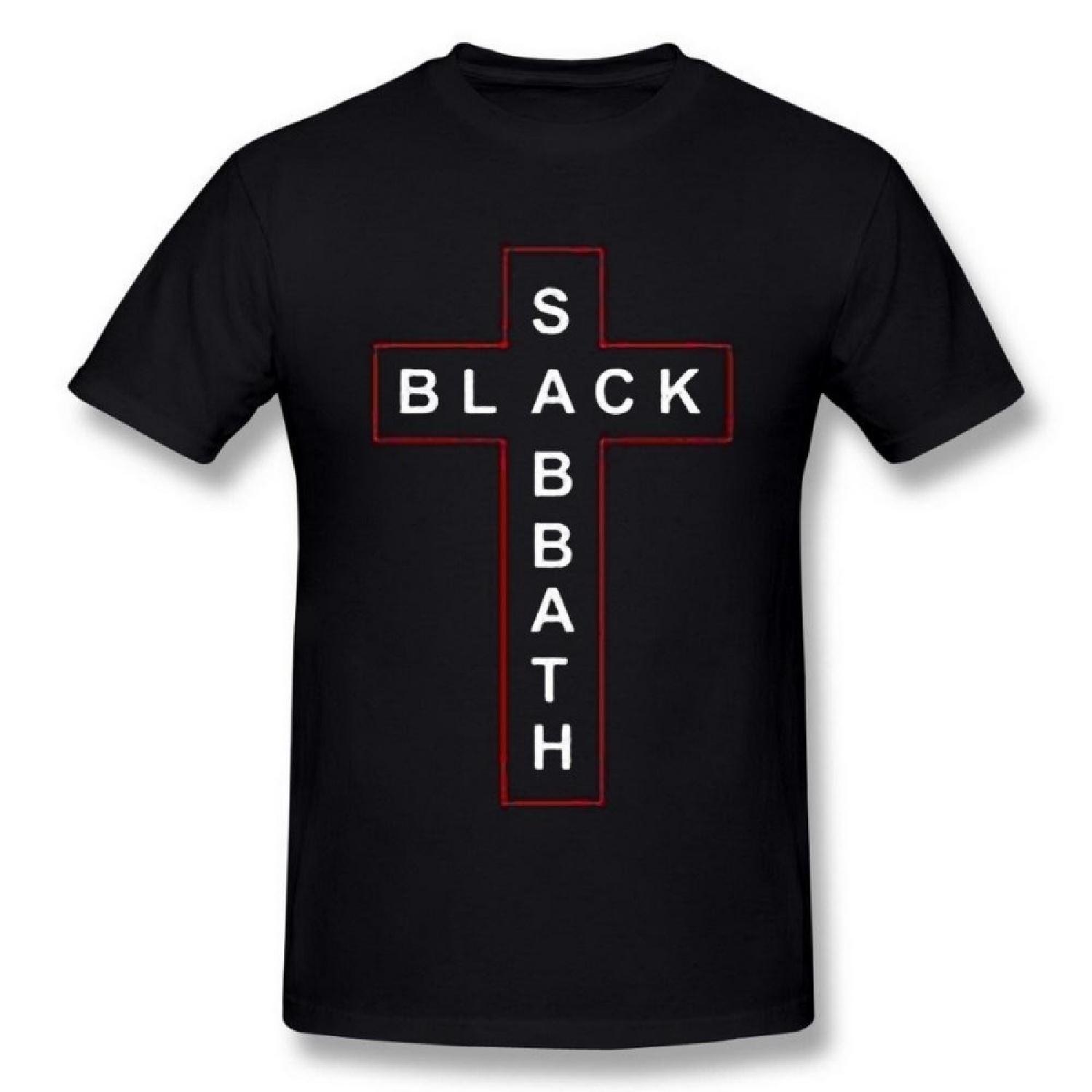 AICH Men s Black Sabbath Band Cross Logo Black T Shirt Size XXL XXXXXL разноцветный