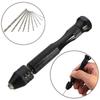 11pcs/set  Mini Micro Aluminum Hand Drill With Keyless Chuck, 10 x Twist Drills Rotary Tools