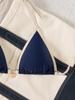 Color Block Triangle Tie Side Sexy Two Piece Bikini Set Elegant For Vacation