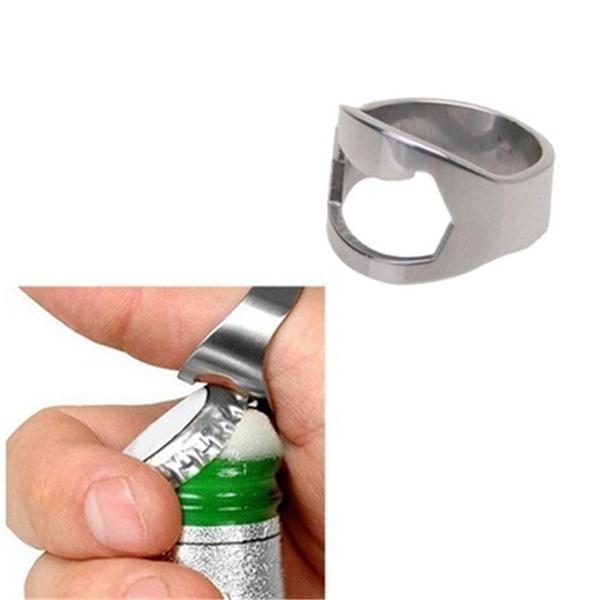 New 3 Pcs/set Stainless Steel Creative Versatile Cool Finger Ring Bottle Opener Bar Beer Tools(color Random) Kitchen Supplies