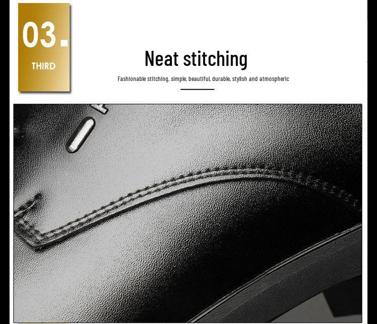 2025 High-End Men's Leather Shoes: Breathable, Soft Sole, Height-Increasing, Casual Outdoor & Business Formal.