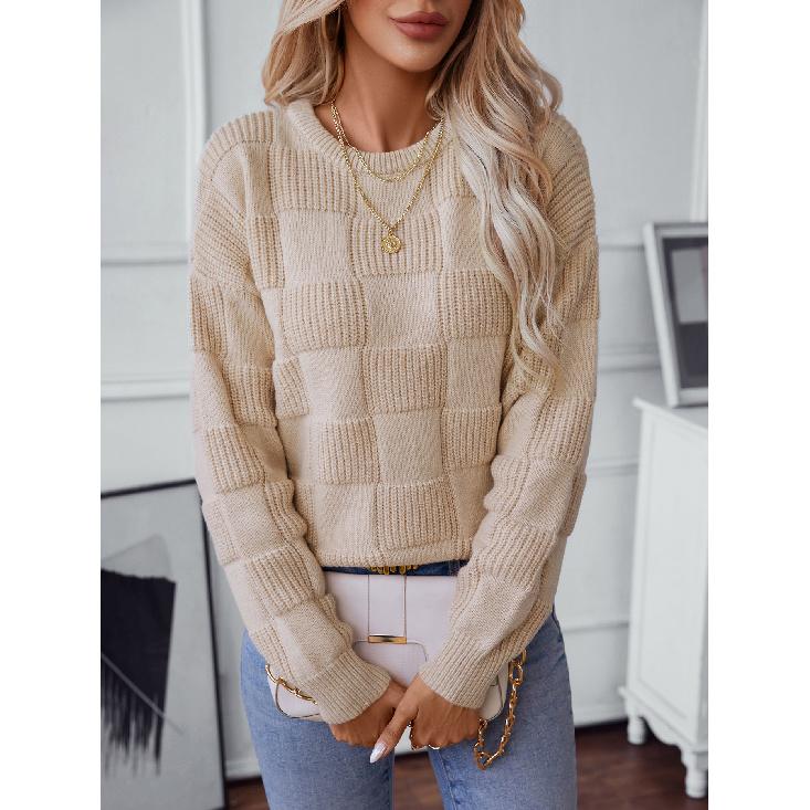 Rose Beauty A Leisure Pullover Sweater Women's Autumn and Winter New Loose Round Neck Sweater Top