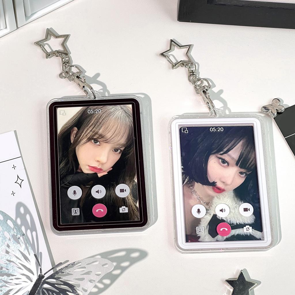 INS Style Video Call Background Po Card Sleeve K-Pop Idol Pocard Holder Protect Case Trendy Girl Card Case with Keychain