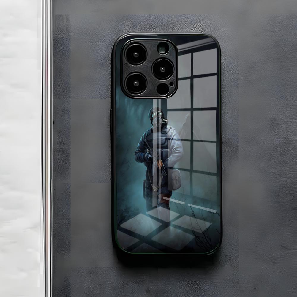 

Ігровий чохол для телефону S-Stalker для IPhone 17 Air 16 E Pro Max 15 14 13 Mini 12 Pro 11 Max Plus Чорна скляна кришка iPhone XS Max