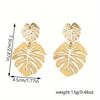 Vintage Monstera Palm Gree Leaf Charm Drop Dangle Stud Earrings For Women Girl Elegant Casual Chic Modern Jewelry