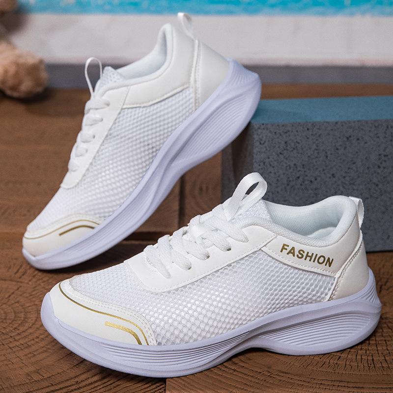 Net Shoes New Sports Women's Shoes Running Casual Little White Shoes Breathable Soft Sole Thin Thick Baseplate Shoes