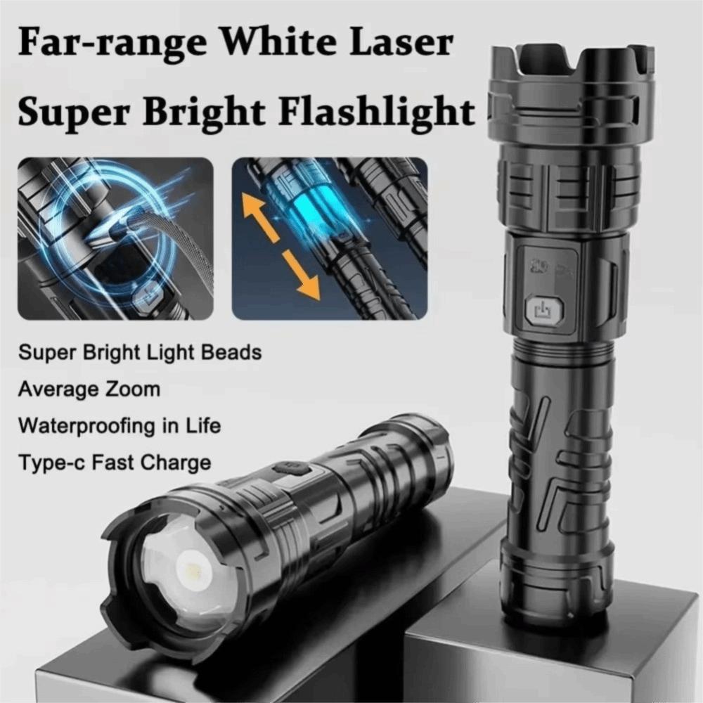 Rechargeable Super Bright LED Flashlight Portable Telescopic Sliding Zoom Outdoor Strong Light Flashlight Digital Display
