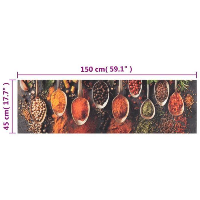 VidaXL Washable Kitchen Mat Spoon Spice Print 45x150 Cm 136543