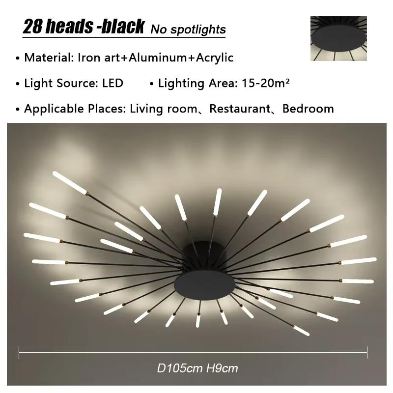 Modern Firework Led Ceiling Lights Home Decor Living Room Bedroom Ceiling Lamps Lustre Lighting Black Gold Mounted Lamp Fixtures