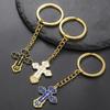 Dawapara Eastern Orthodox Cross Keychain Russian Orthodox Cross Keyring Crucifix Religious Christian Stainless Steel Jewelry