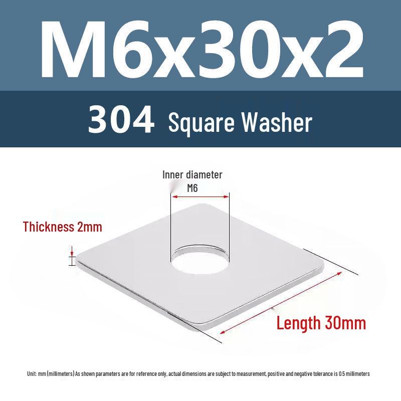 Yigu 304 Stainless Steel Thickened Square Flat Washer M3/M4/M5