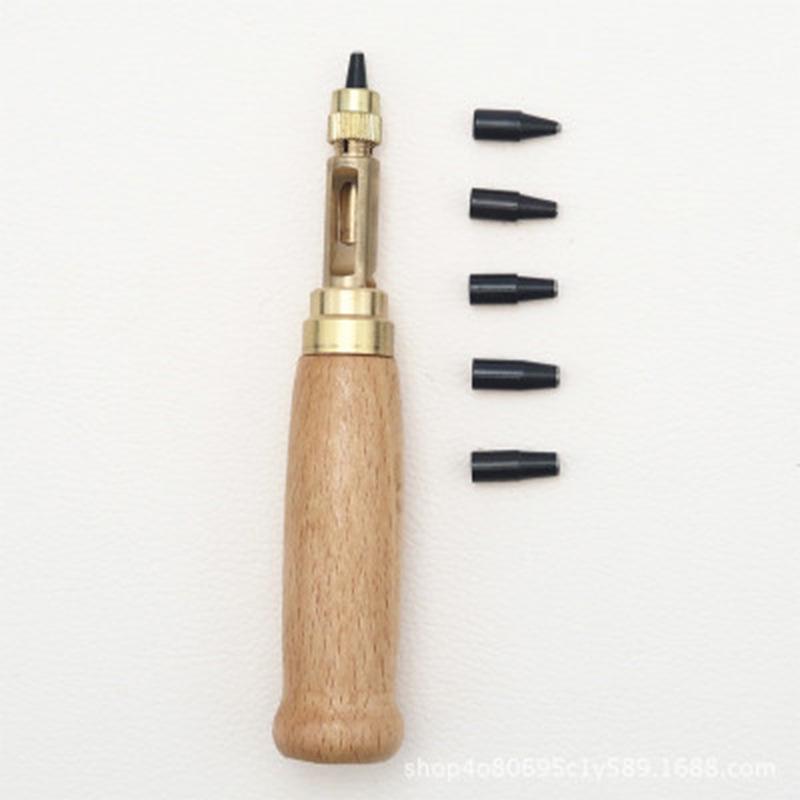 6-Piece Silent Rotary Leather Belt Hole Punch Set with Interchangeable Heads