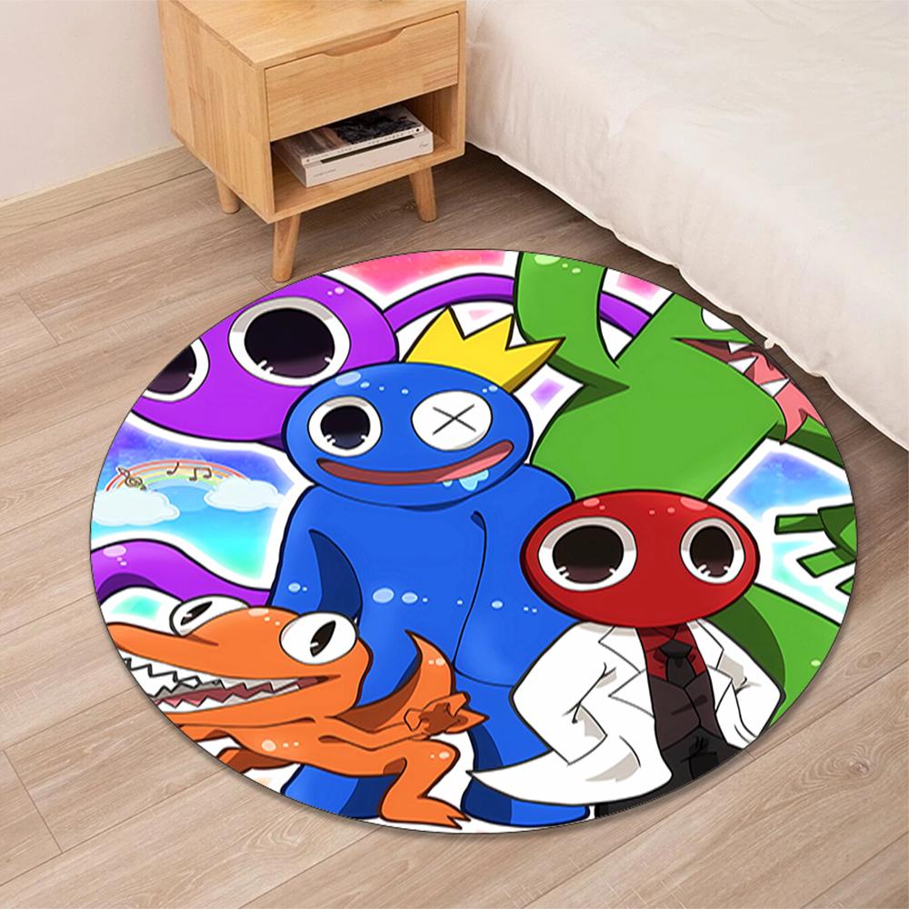 Rainbow Friends Printed Round Rug Carpet Chair Rug Area Rug Entryway Doormats,for Office Chair Living Room Bedroom Kitchen Room.