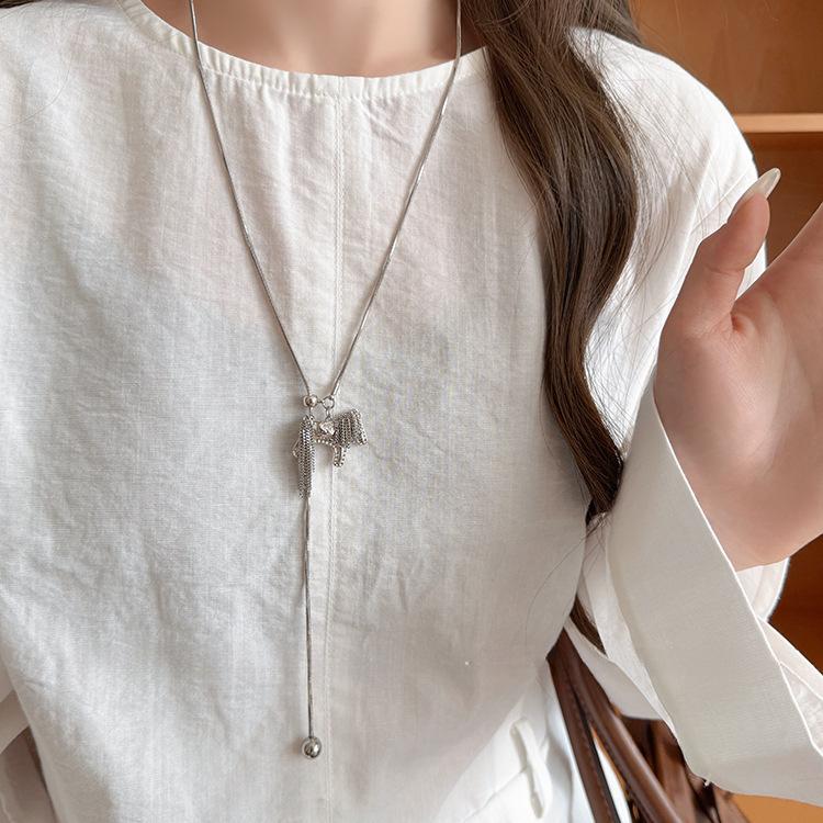 French simple zircon natal year pony pendant necklace accessories women's sweater chain necklace
