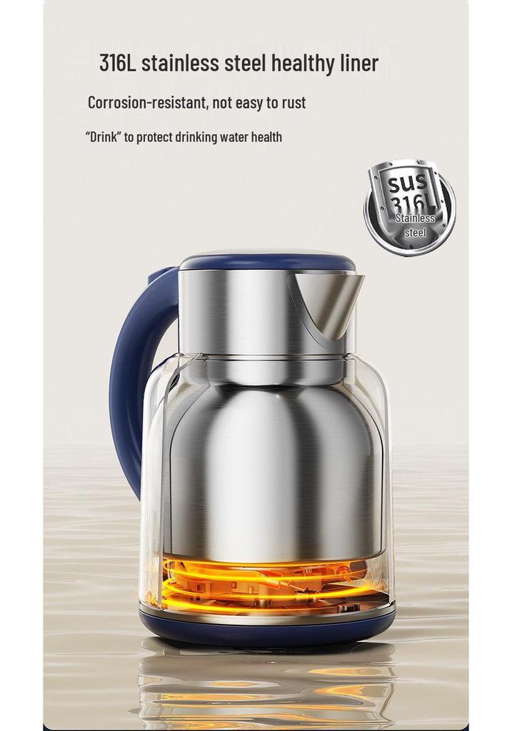 Supor 2L Smart Electric Kettle with 316L Stainless Steel, Large Capacity, Constant Temperature, Keep Warm Function.