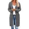 Solid Color Long Sleeve Women Cardigan Button Down Pockets Open Front Twist Sweater Coat Outerwear