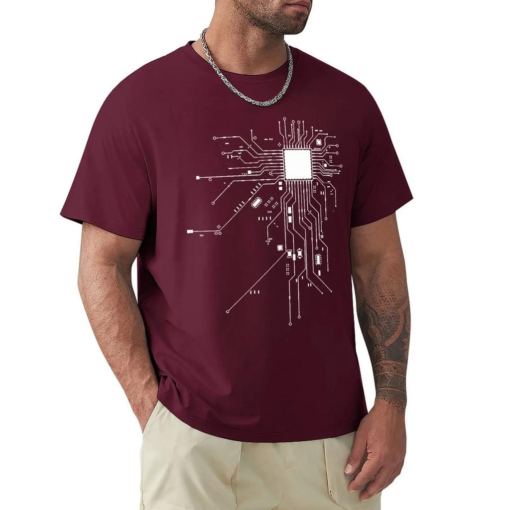 CPU Processor Circuit Diagram T Shirt Men Summer Cotton T-shirt Men's Funny Tops Fashion Tees Homme Brand Unisex Clothes C99