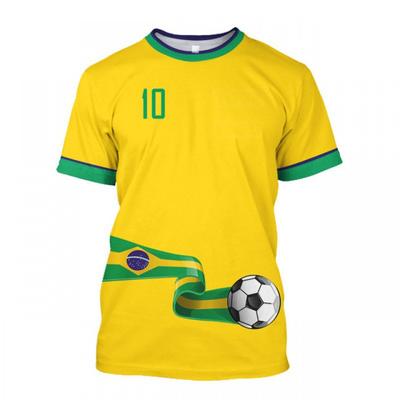 Summer Brazil Jersey Men's T-shirt Brazil Flag Football T Shirts Oversized Tops O-Neck Short Sleeve Fashion Casual Men Clothing