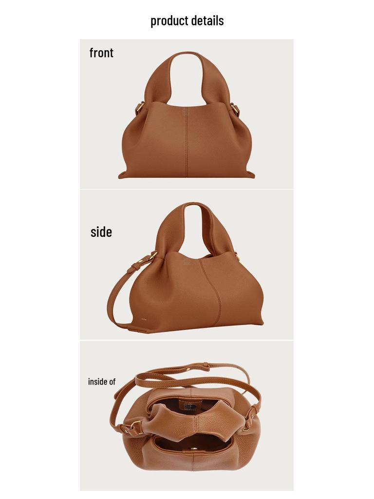 Pol Cloud Genuine Leather Luxury Retro French-Style Dumpling Handbag