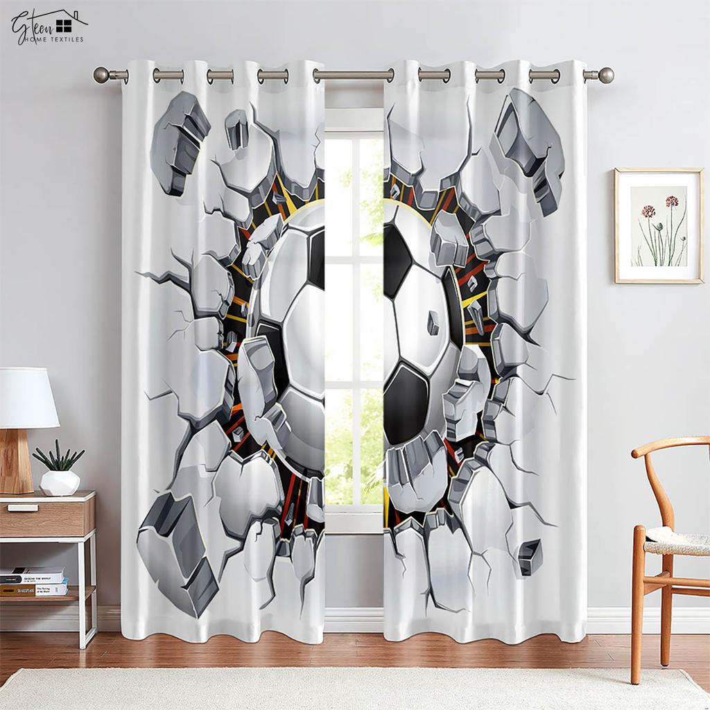 Sportovní Fotbalové Prolamující Zeď 3D Tisk Závěsy Moderní Jednoduché Módní Závěsy Ložnice Obývací Pokoj Kuchyně Dekorační Závěs