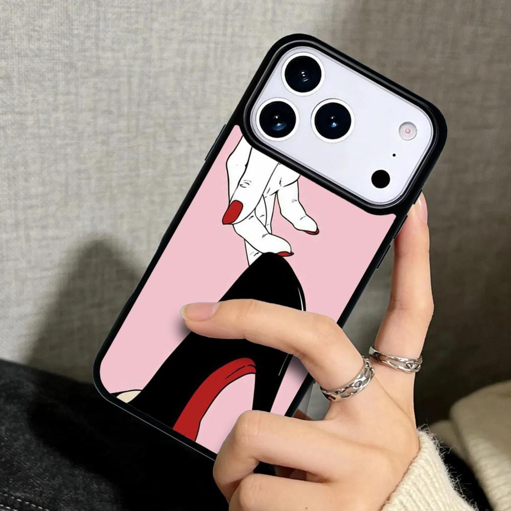 Capa Case for iPhone 17 Air 16 Pro Max 15 Plus 11 13 Mini 14 12 Back Phone Cover red high heel shoes Cute