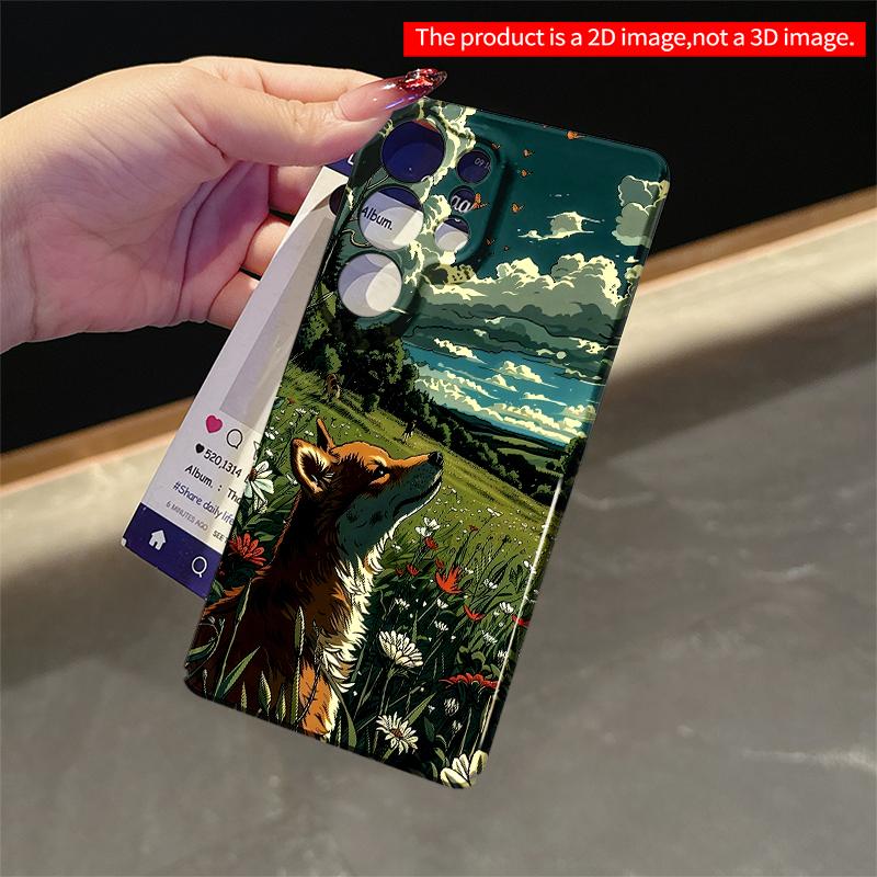 2DFlat Samsung phone case Fox in Wildflower Meadow Under Butterflies Sky Applicable to Galaxy S22 S23 S24 S25ULTRA S26 A12 A13 A14 A15 A16
