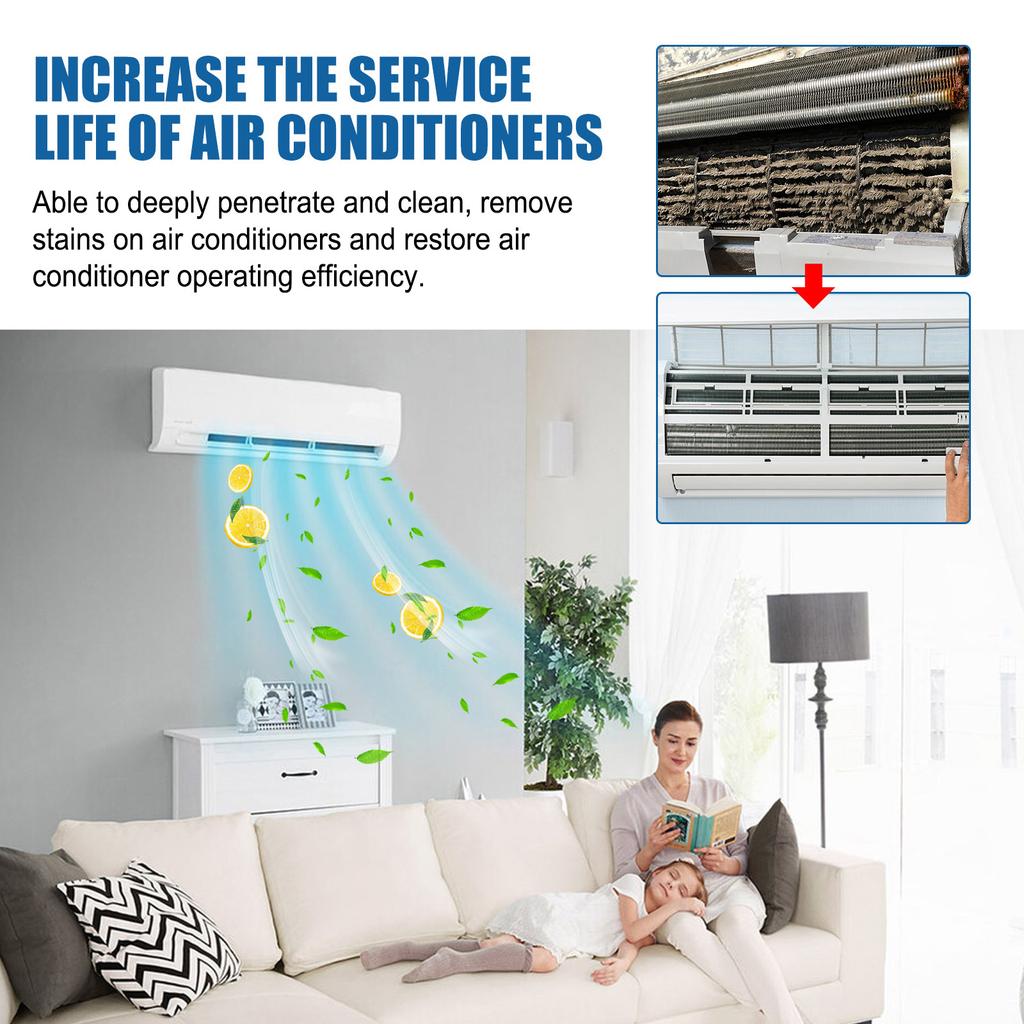 Efficient Home Air Conditioner Foam Cleanser Cleaning Spray Remove Internal Dirt Improve Airflow 120ml (Safe for Use)