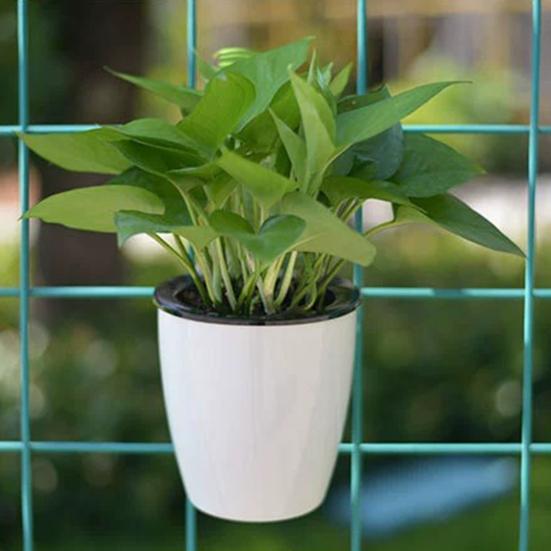 Hanging Self Watering Planter Flower Pot with Water Reservoir Wick Ropes