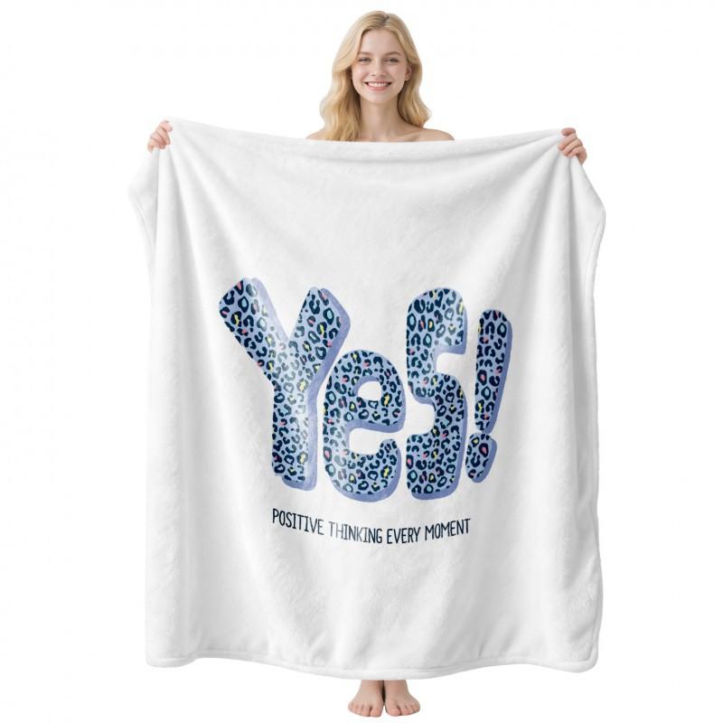 Soft Fleece Blanket With Customizable Gift Text Print Sofa Nap Or Air Conditioning Use