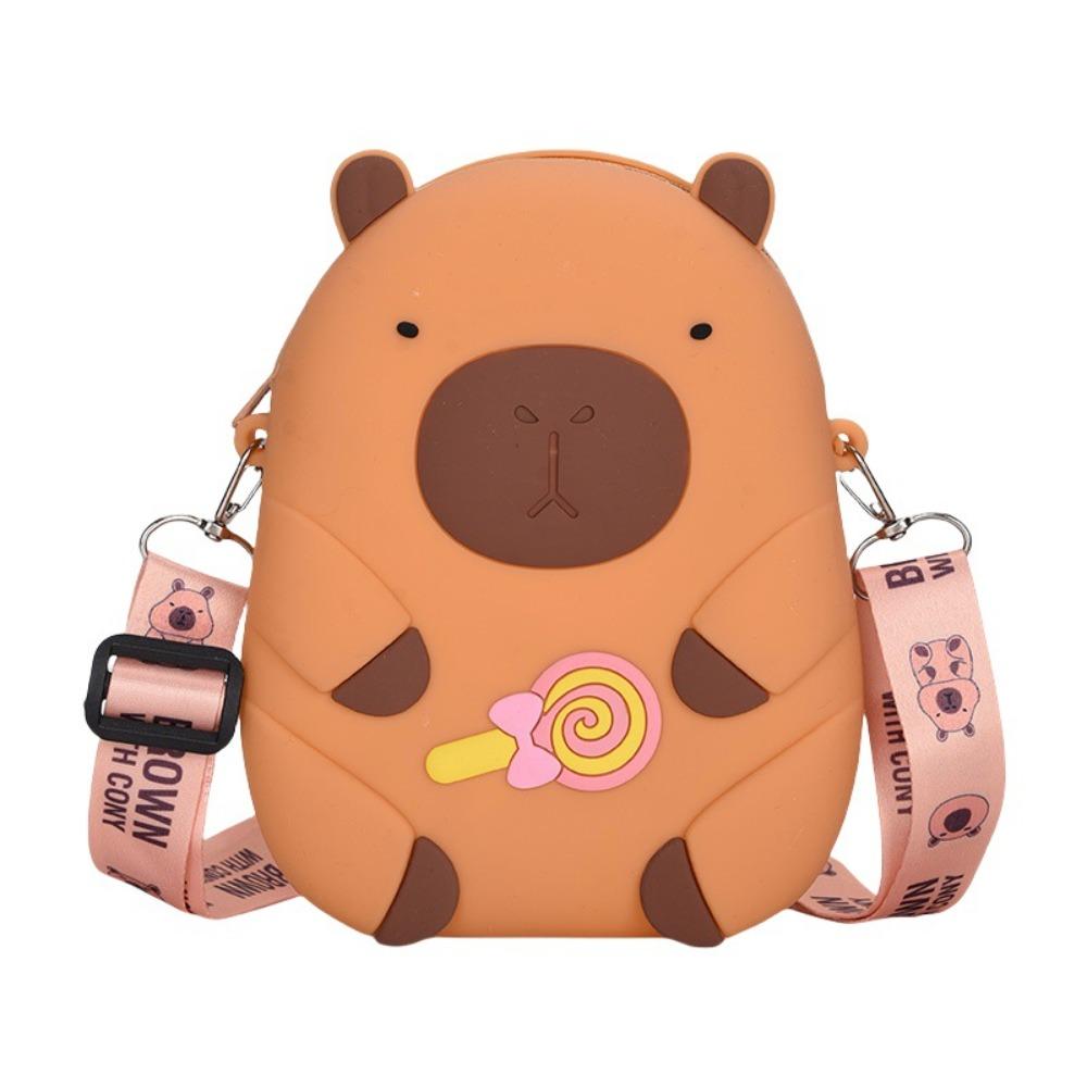 Cartoon Capybara Coin Purse Cute Small Item Bag Fashion Silicone Shoulder Bag  Girls