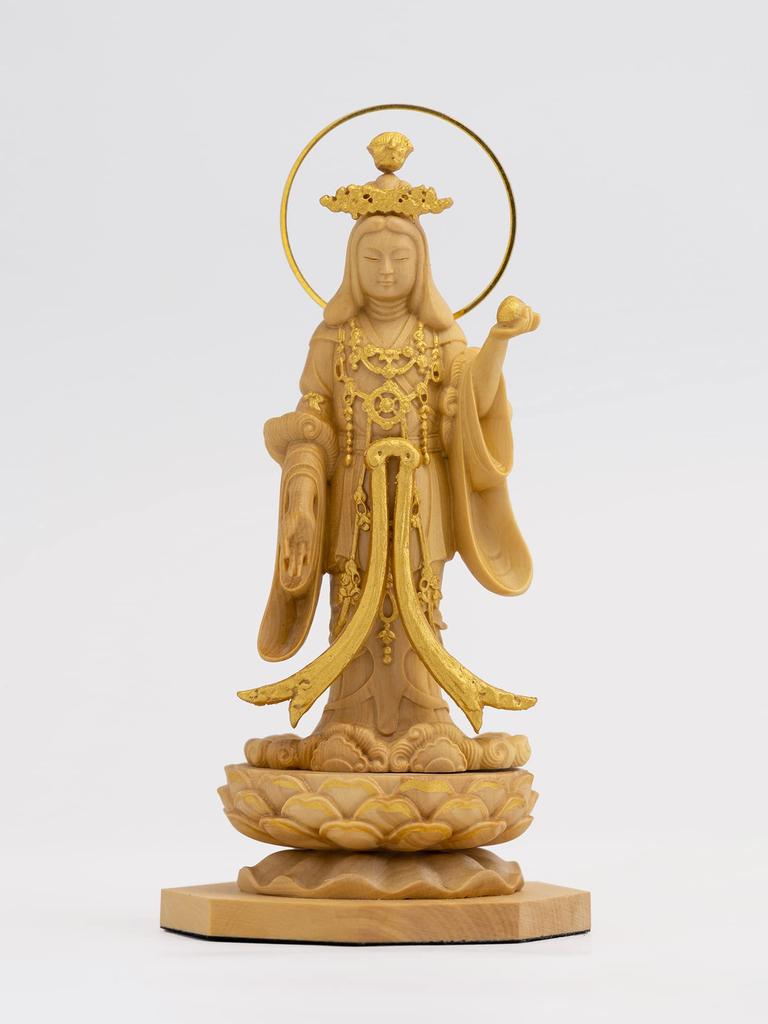 Tiny Buddha Kisshoten Standing Statue 11cm Joruriji Style Gold Paint Buddha Wood Ornament Kisshoten - (wood Boxwood, Finish) - Statue, Figure,