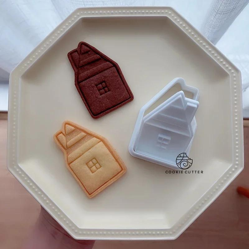 3D Cartoon House Cookie Stamp Mold Forest Tree DIY Baking Tools Cookie Cutter Fondant Biscuit Cake Decorating Mould Cookie Tools