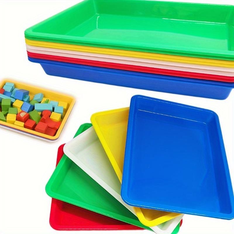 5pcs Colorful Plastic Flat Bottomed Shallow Tray Experimental Tray Small Item Parts Storage Box Storage Classification Square Tray