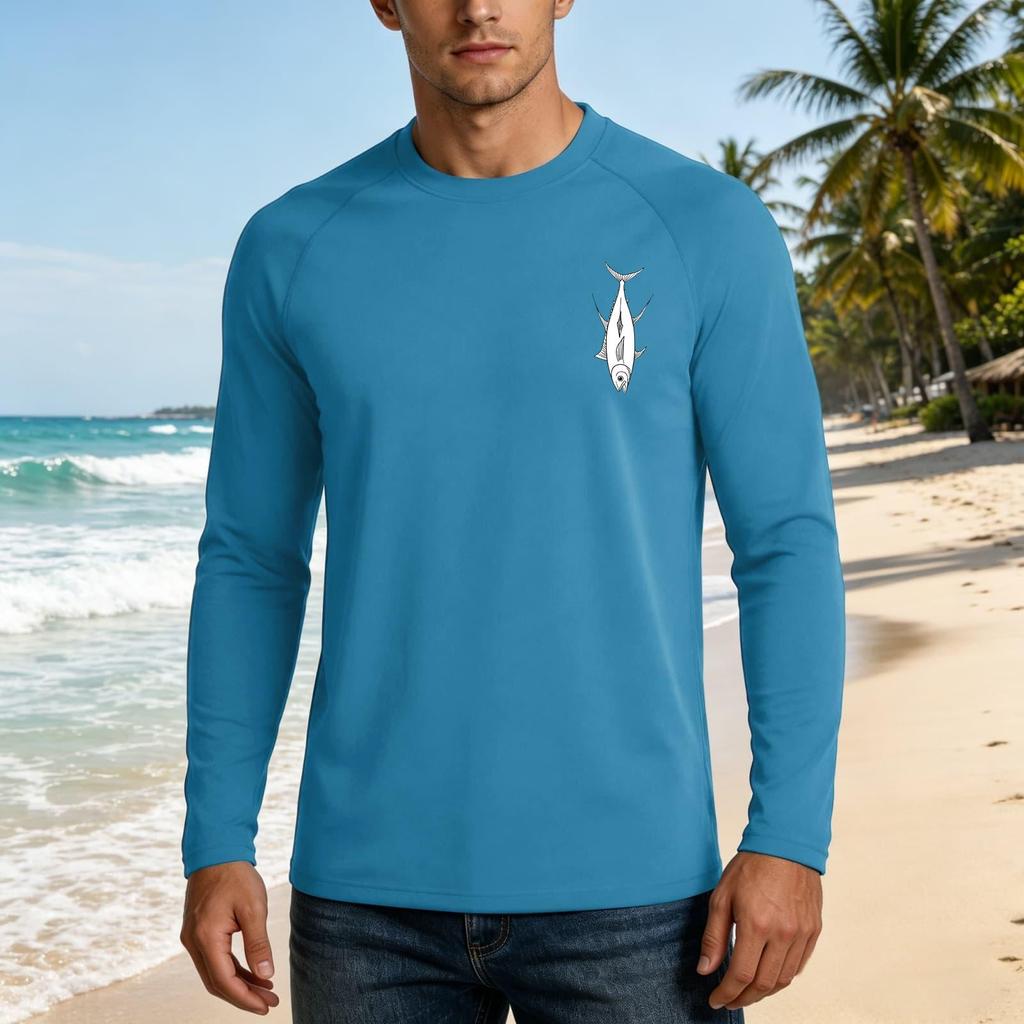 Men's Long Sleeve UPF 50 Plus Sun Protection Shirt Basic Breathable Loose Fit Outdoor Casual T-Shirt with Quick Dry Cooling Fabric