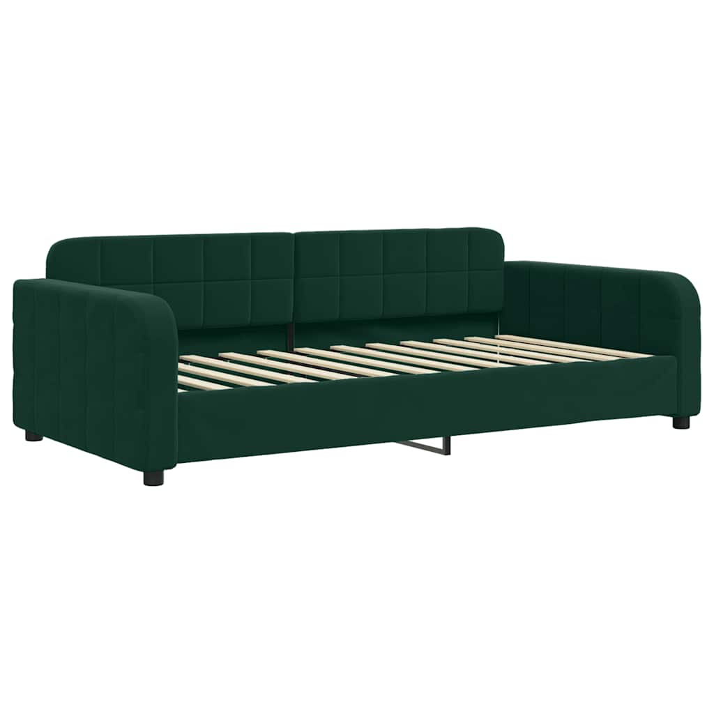 Extendable Daybed with Drawers Dark Green 90x200 Cm Velvet
