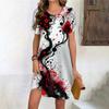 Fashion 3D Print Summer Dress Loose Casual Short Sleeve O-Neck Mini Dress