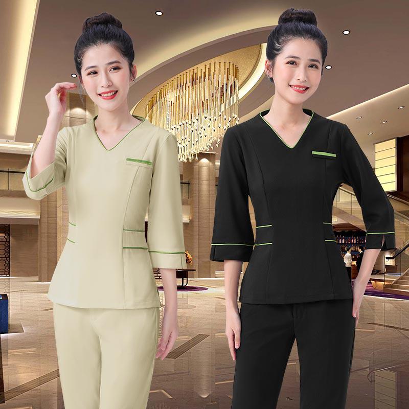 Women's Spring/Autumn Mid-Sleeve Beautician Uniform - White, High-End for Medical Beauty & Spa Technicians