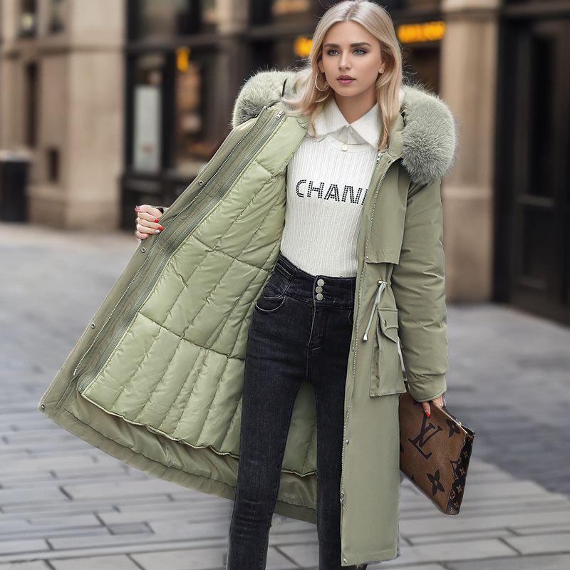 Live Gall Women's Winter Padded Coat - Removable, Three-in-One Long Over-the-Knee Thickened Cotton Outerwear